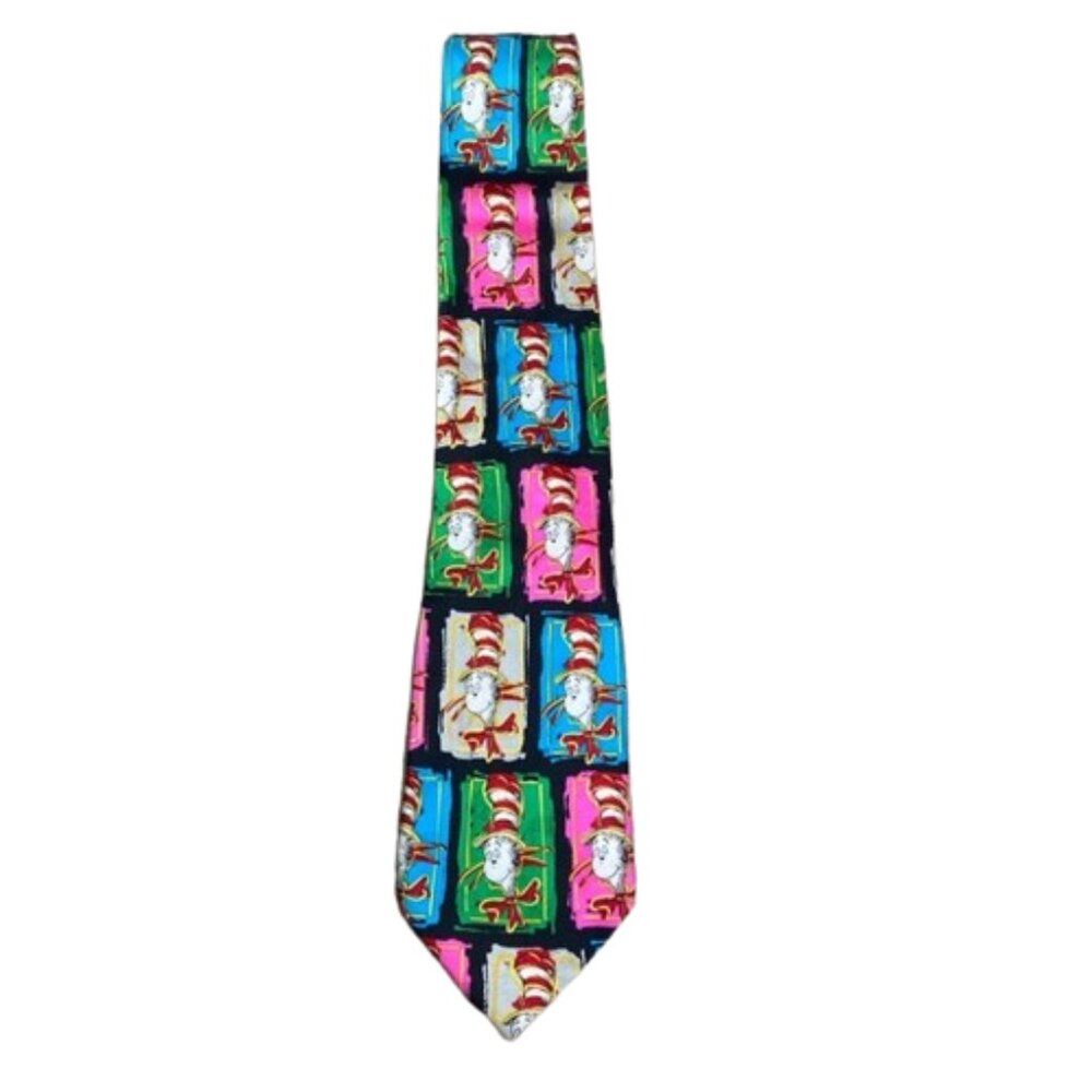 Dr Seuss Tie Cat in the Hat Neck Ties Vintage Mens Silk 1994 Business Casual 58”